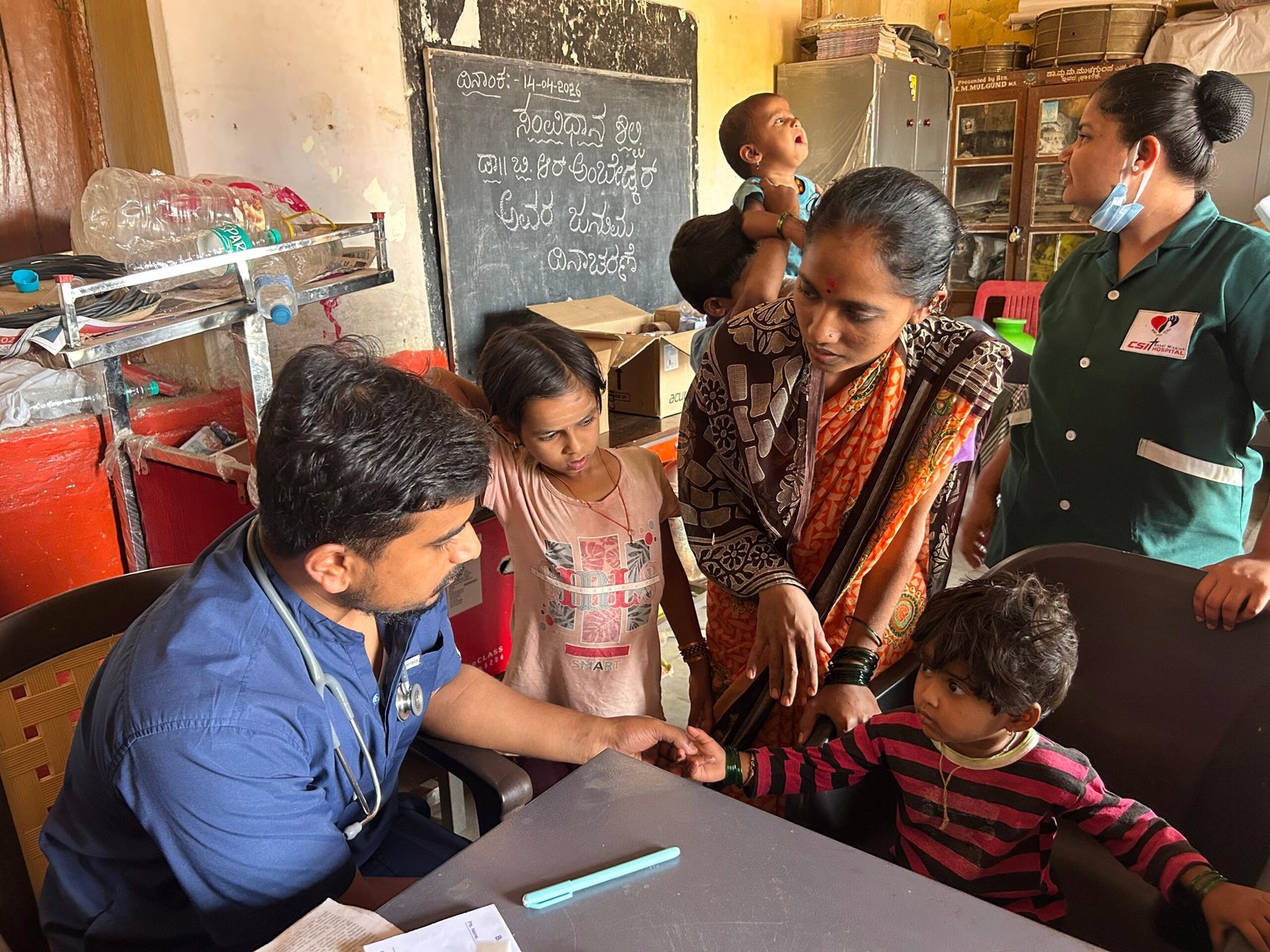 Doctor examining a child's hand